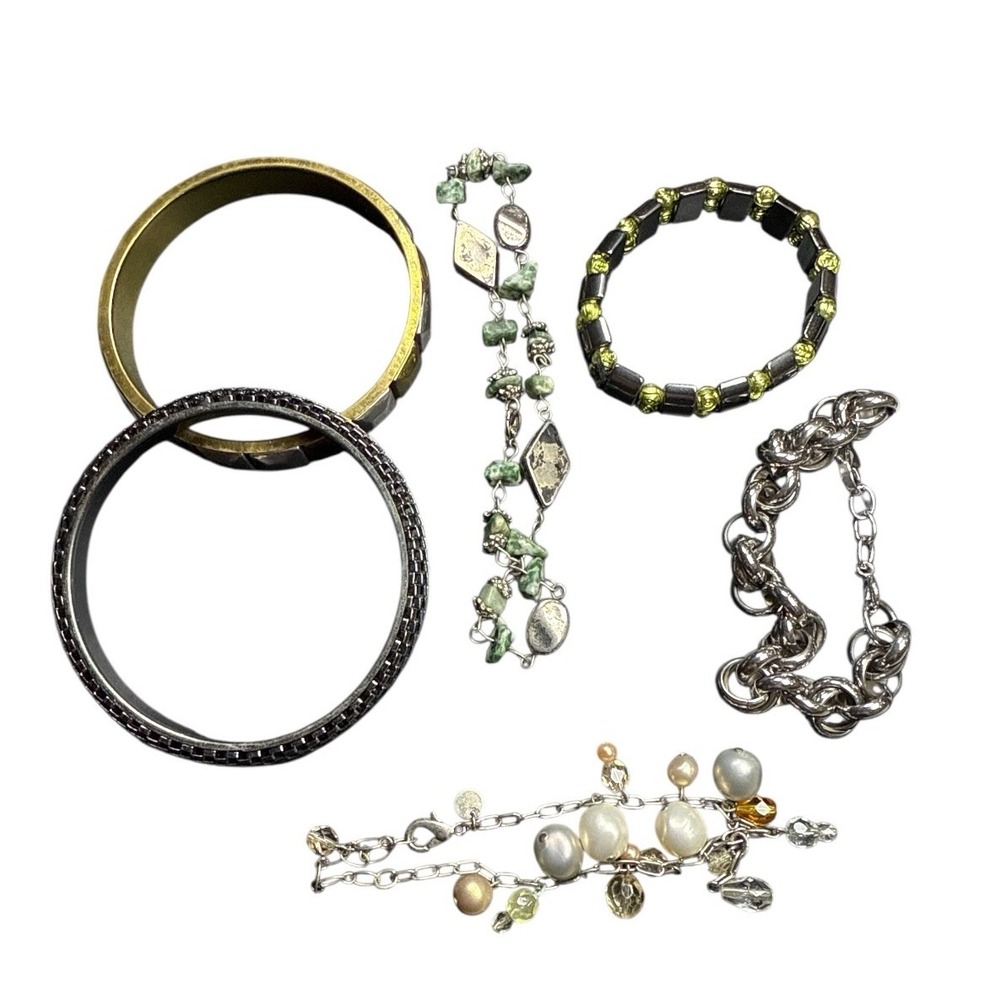 Vintage Costume‎ 5 Bracelets 1 Anklet Mixed Styles Assorted Beaded Metal Bangles